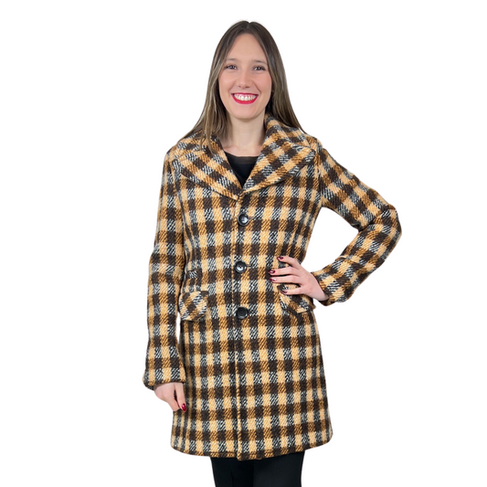 BALLY Cappotto check beige e nero