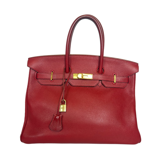 HERMES Borsa Birkin 35 in pelle Clemence rosso Garance