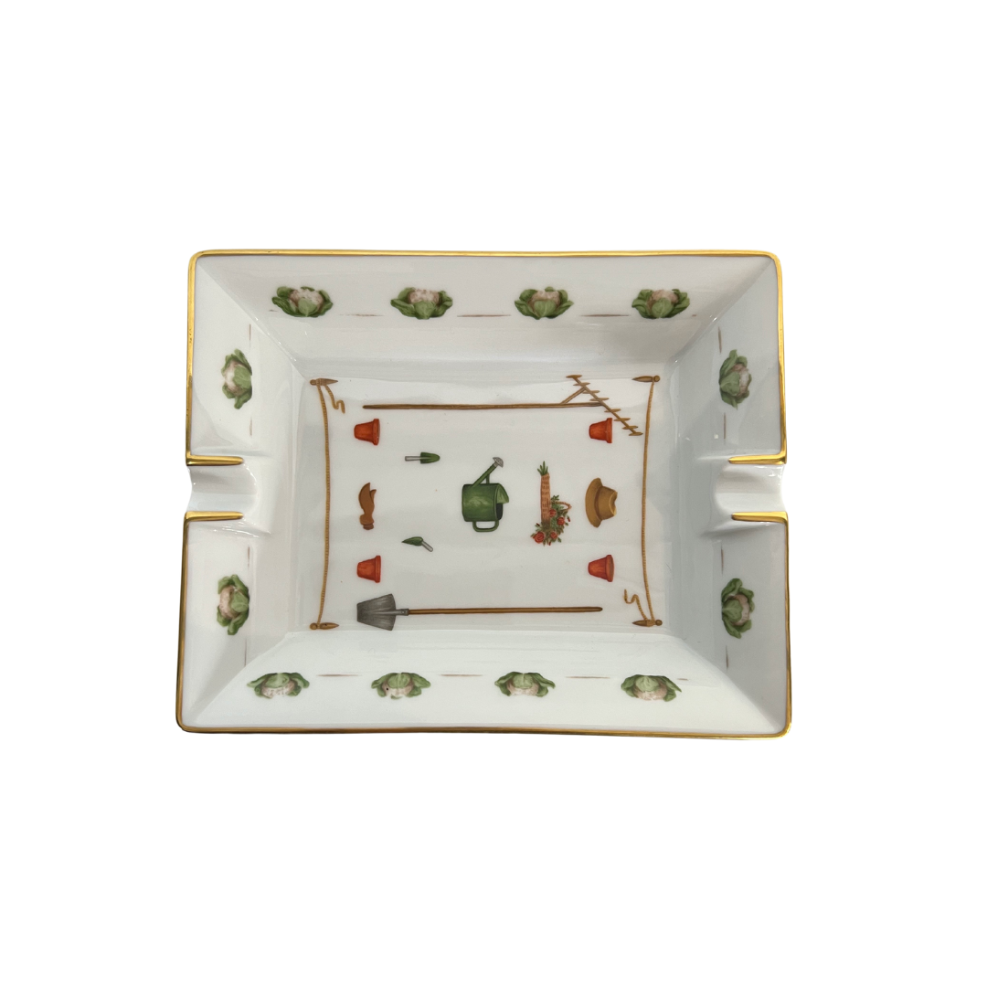 HERMES Portacenere in porcellana bianco "Gardening Goods Ashtray"