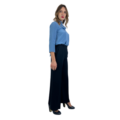 CHLOÉ Pantalone palazzo in tessuto navy