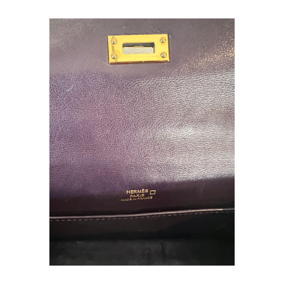 HERMES Pochette Kelly in coccodrillo ametista