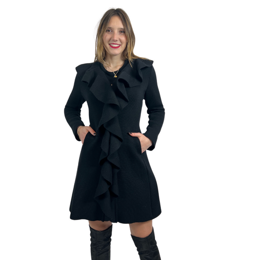 SATÚ Cappotto in maglia nero con rush