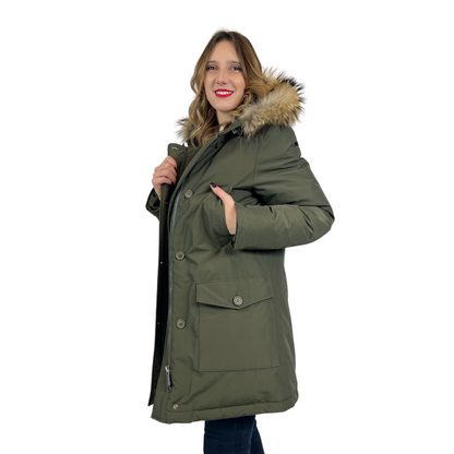 WOOLRICH Cappotto parka verde militare