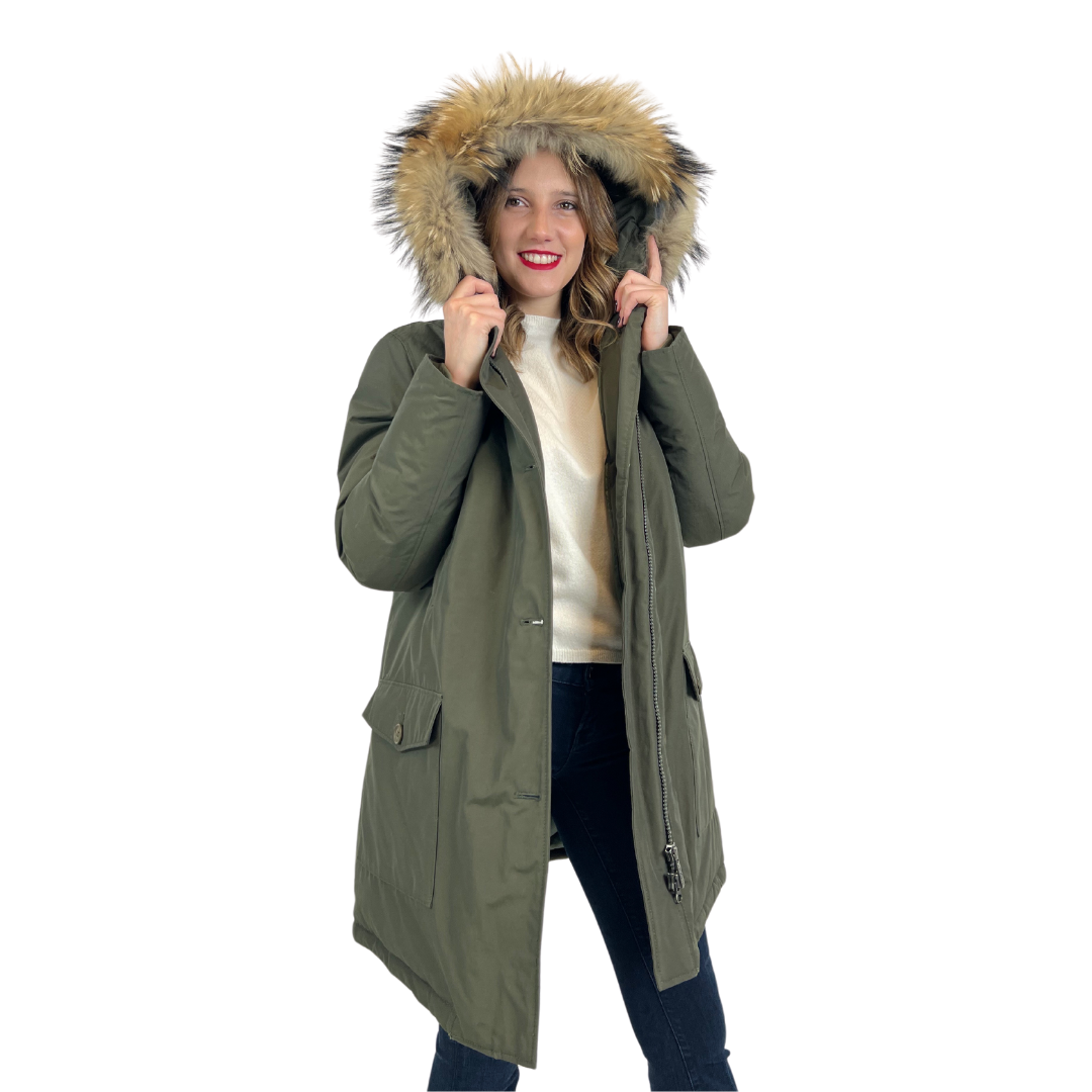 WOOLRICH Cappotto parka verde militare